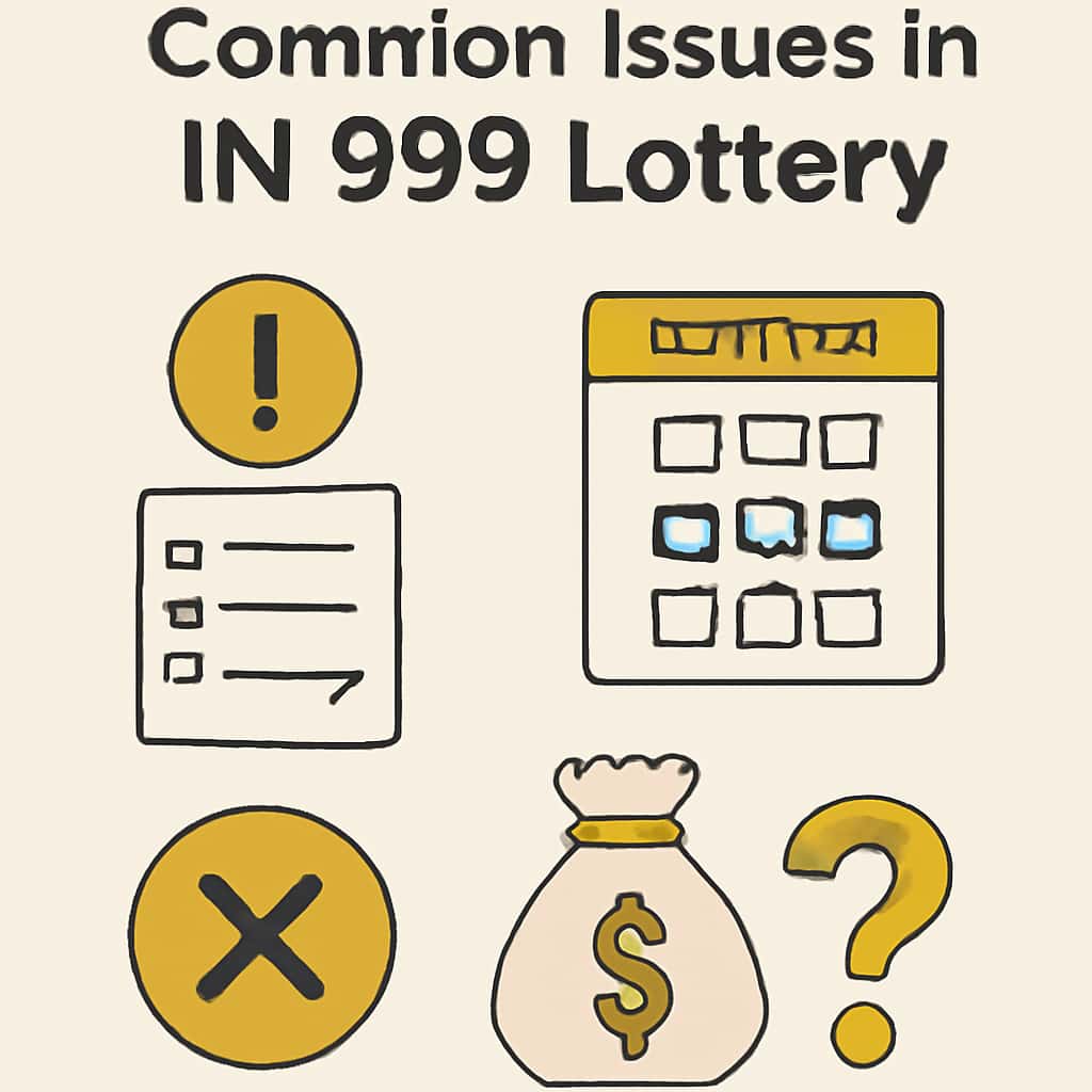 Illustration depicting various common issues in IN 999 Lottery.