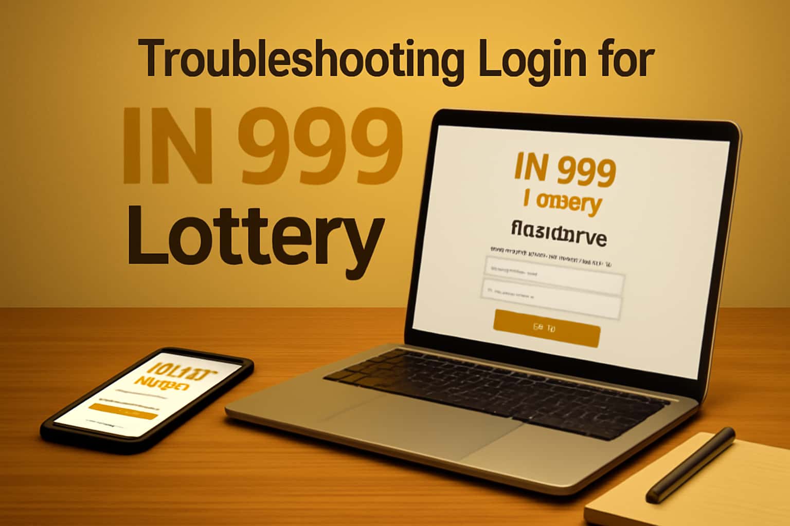 Visual representation of troubleshooting login issues for IN 999 Lottery.