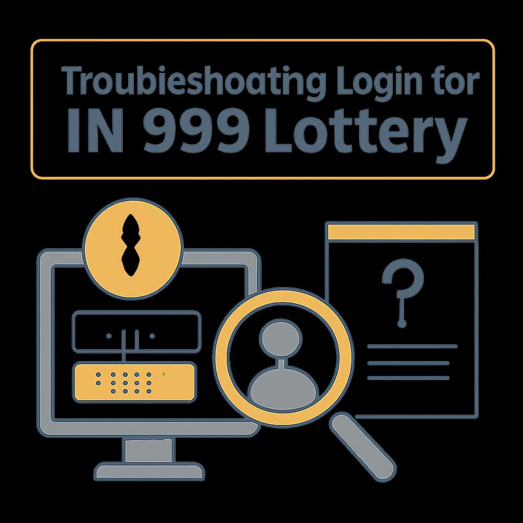 Illustration explaining troubleshooting steps for IN 999 Lottery login.