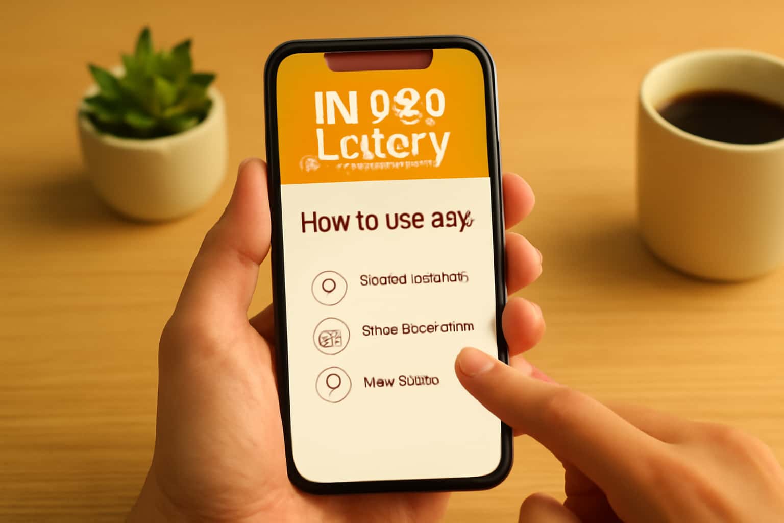 A professional representation of the IN 999 Lottery app interface.