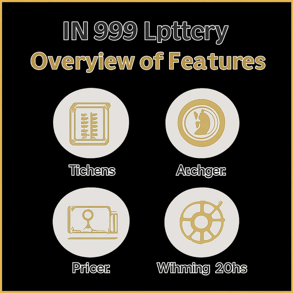 An educational diagram illustrating key features of IN 999 Lottery.