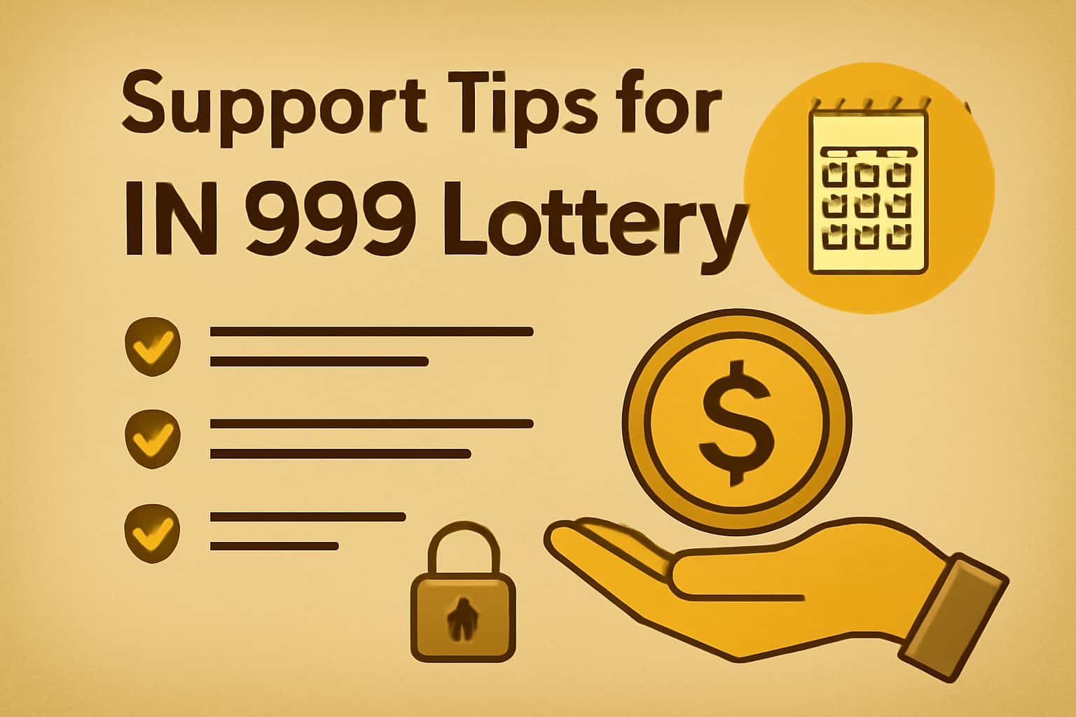 An informational graphic on support tips for IN 999 Lottery.