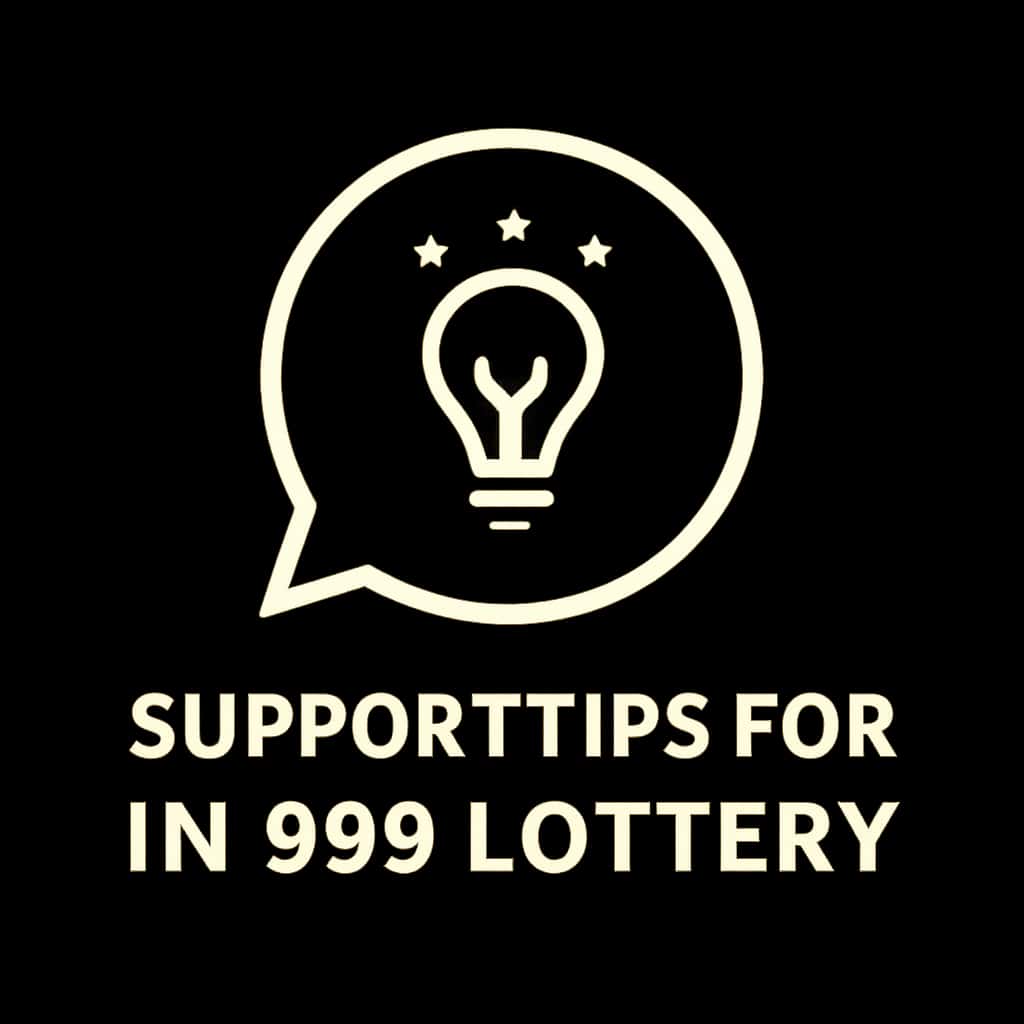 A badge design for support tips related to IN 999 Lottery.