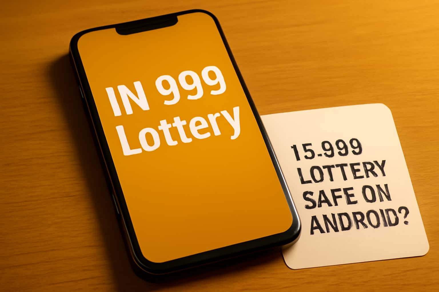 Illustration of IN 999 Lottery safety features on Android.